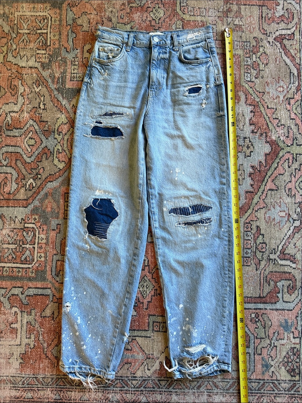 Zara Light Blue Distressed Men's Relaxed Jeans